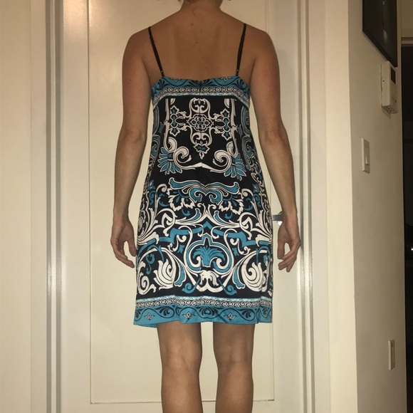 I.C.E BLUE HANDKERCHIEF PAISLEY PATTERN DRESS - Picture 3 of 5